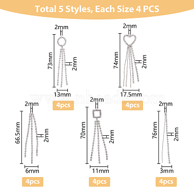 20pcs 5 style Brass Crystal Rhinestone Cup Chain Big Tassel Pendants(KK-HY0003-10)-2