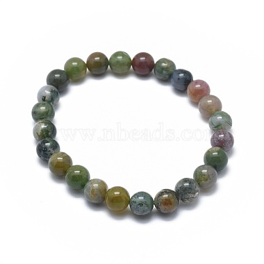 Natural Indian Agate Bead Stretch Bracelets(X-BJEW-K212-A-010)-2