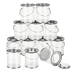 Clear Plastic Party Favor Cans, Paint Cans, Food Storage Container with Iron Lid and Handle, Column, Platinum, 7.8x9.2cm(CON-WH0086-220)