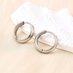 304 Stainless Steel Hoop Earrings, Two Tone Ring, Stainless Steel Color, 16x4mm(EJEW-Z123-01B-P)