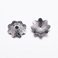 304 Stainless Steel Beads Caps, Multi-Petal, Stainless Steel Color, 7x1.5mm, Hole: 1mm(STAS-P161-16)
