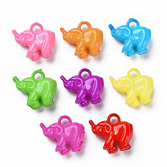 Opaque Acrylic Pendants, Elephant, Mixed Color, 17x19.5x7.5mm, Hole: 3mm, about 540pcs/500g(MACR-N013-052)