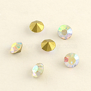 Glass Pointed Back Rhinestone, Back Plated, Diamond, Crystal AB, 2.6~2.7mm, about 144pcs/gross(RGLA-PP20-26B)