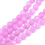 Natural White Jade Bead Strands, Dyed, Faceted, Round, Violet, 10~11mm, Hole: 1mm, about 37~39pcs/strand, 14.37~14.57 inch(G-R346-10mm-12)