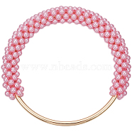 Acrylic Imitation Pearl Purse Handles, with Iron Findings, Ring, Pearl Pink, 123.5x4.5~16.5mm, Inner Diameter: 91.5mm(FIND-WH20015-027C)