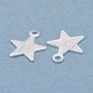 Brass Charms, Star, 925 Sterling Silver Plated, 9x8x0.5mm, Hole: 1mm(KK-Y003-44S)