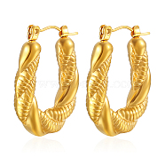304 Stainless Steel Hoop Earrings, Twist Rope Shape, Golden, 26x20mm(IQ5375-1)