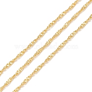 Brass Singapore Chains, Long-Lasting Plated, Soldered, with Spool, Cadmium Free & Lead Free, Real 18K Gold Plated, 2.2x1.8x0.3mm(CHC-O001-06G)