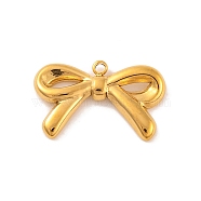 Ion Plating(IP) 304 Stainless Steel Charms, Bowknot, Real 18K Gold Plated, 10.5x16.5x2.5mm, Hole: 1.2mm(STAS-N103-182B-G)