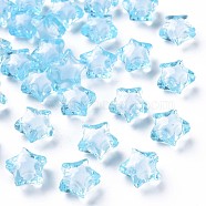 Transparent Acrylic Beads, Bead in Bead, Faceted, Star, Light Sky Blue, 14x15x8.5mm, Hole: 2mm, about 518pcs/500g(TACR-S152-02A-754)