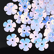 Ornament Accessories, PVC Plastic Paillette/Sequins Beads, Flower, Lavender, 9~9.5x9~9.5x1mm, Hole: 1mm, about 20000pcs/500g(PVC-S033-09J)