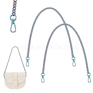 Elite 2Pcs Zinc Alloy Curb Chain Bag Handles, Alloy Swivel Clasp Bag Strap, Rainbow Color, 60cm, Link: 10.5x7.5x3mm(FIND-PH0009-82B)