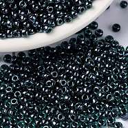 MIYUKI Round Rocailles Beads, Japanese Seed Beads, (RR362) Ruby Lined Emerald Luster, 8/0, 3mm, Hole: 1mm, about 2111~2277pcs/50g(SEED-X0055-RR0362)