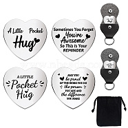 1 Set Friendship Theme Heart Double-Sided Engraved Stainless Steel Commemorative Decision Maker Coin, with 1Pc Velvet Cloth Drawstring Bags, Word, 25x25x2mm, 4pcs/set(AJEW-GL0001-60-006)