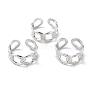 304 Stainless Steel Finger Rings, Cuff Rings, Long-Lasting Plated, Hollow Oval, Stainless Steel Color, US Size 7 3/4(17.9mm), 8.5mm(RJEW-L102-41P)