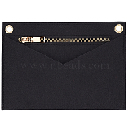 Felt Bags Organizer Insert, Mini Envelope Handbag Shaper Premium Felt, with Brass Grommets & Zipper, Black, 22x15.7x0.5cm, Hole: 10mm(FIND-WH0126-39LG-01)