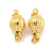 925 Sterling Silver Box Clasps, Pumpkin, Real 18K Gold Plated, 18.5x7.5mm(STER-C005-11G)