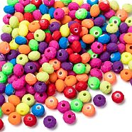 Fluorescent Acrylic Beads, Rubberized, Rondelle, Mixed Color, 8x6mm, Hole: 2mm(X-MACR-S181-8mm-M)
