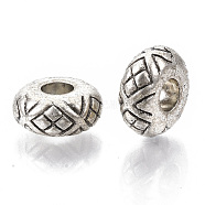 Tibetan Style Alloy Beads, Large Hole Beads, Cadmium Free & Lead Free, Rondelle, Antique Silver, 13x6mm, Hole: 5mm, about 325pcs/1000g(TIBE-S320-084AS-LF)