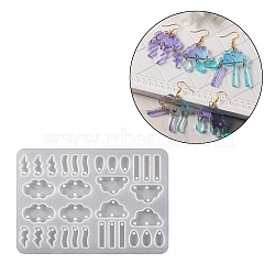 Crystal Drop Glue Diy Resin Mirror Connected Earring Pendants, Jewelry Pendant Cloud Leaf Pendant Silicone Mold, White, Cloud, 144x100x5mm(PW-WG2B890-02)