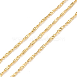 Brass Singapore Chains, Long-Lasting Plated, Soldered, with Spool, Cadmium Free & Lead Free, Real 18K Gold Plated, 2.2x1.8x0.3mm(CHC-O001-06G)