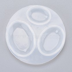 Oval Silicone Pendant Mold, Resin Casting Molds, for DIY UV Resin, Epoxy Resin Jewelry Making, White, 69x7mm, Hole: 2mm, Inner Diameter: 25x17mm and 33x24mm and 39x28mm(X-DIY-F060-01)