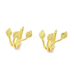 Brass Cuff Earrings for Women, Leaf, Real 18K Gold Plated, 18x20mm(EJEW-I305-37G)