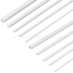 40Pcs 10 Style ABS Plastic Hollow Tubes, DIY Handmade Sand Table Material Model Building, Square & Round, White, 300x3~8mm, Hole: 2~7mm, 4pcs/style(AJEW-OC0003-06)