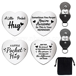 Globleland 1 Set Friendship Theme Heart Double-Sided Engraved Stainless Steel Commemorative Decision Maker Coin, with 1Pc Velvet Cloth Drawstring Bags, Word, 25x25x2mm, 4pcs/set(AJEW-GL0001-60-006)