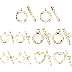 20 sets 5 Styles Alloy Toggle Clasps, Mix-shaped, Golden, 18~29.5x4.5~19.5x1~5mm, Hole: 1.2~4mm, 4 sets/style(FIND-BC0002-70)