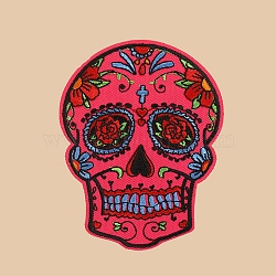 Skull Computerized Embroidery Cloth Sew on Patches, Costume Accessories, Red, 100x70mm(PW-WG37707-02)