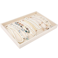 Velvet Necklace Display Organizer Trays, Recctangle, Beige, 35.3x24.1x3.1cm(NDIS-WH20007-02A)