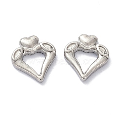 304 Stainless Steel Charms, Heart, Stainless Steel Color, 9.5x8x2mm, Hole: 4x4mm(STAS-K216-04P)