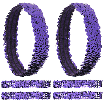 Wide Stretch Sparkling Headband, Elastic Sequin Headband, Hair Accessories for Girls, Purple, 172x29x1.4mm