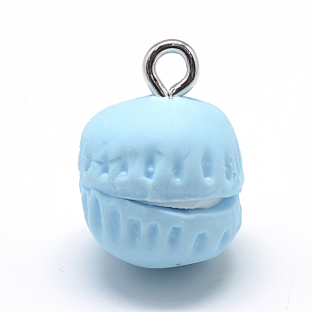 Handmade Polymer Clay Pendants, Macarons, Pale Turquoise, 18~20x14~15mm, Hole: 2mm