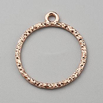 Alloy Open Back Bezel Pendants, for DIY UV Resin, Epoxy Resin, Rose Gold, Ring, 28x25x1.5mm, Hole: 2mm