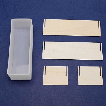 DIY Silicone Molds, Resin Casting Molds, Clay Craft Mold Tools, with Wood Frames, Rectangle, White, 51.5~154x54.5~165x1.5~52mm, 5pcs/set