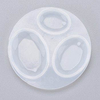 Oval Silicone Pendant Mold, Resin Casting Molds, for DIY UV Resin, Epoxy Resin Jewelry Making, White, 69x7mm, Hole: 2mm, Inner Diameter: 25x17mm and 33x24mm and 39x28mm