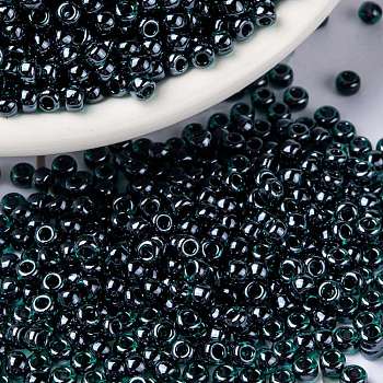 MIYUKI Round Rocailles Beads, Japanese Seed Beads, (RR362) Ruby Lined Emerald Luster, 8/0, 3mm, Hole: 1mm, about 2111~2277pcs/50g