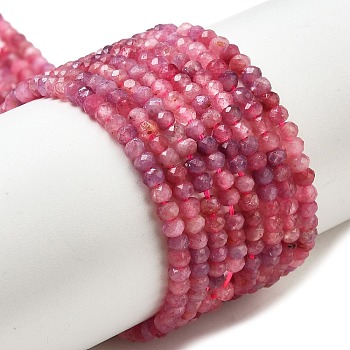 Faceted Rondelle Natural Red Tourmaline Bead Strands, 3x2mm, Hole: 1mm, about 187pcs/strand, 15.5 inch