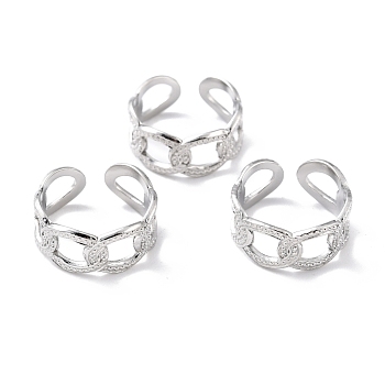 304 Stainless Steel Finger Rings, Cuff Rings, Long-Lasting Plated, Hollow Oval, Stainless Steel Color, US Size 7 3/4(17.9mm), 8.5mm