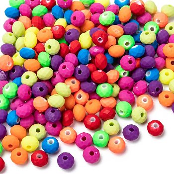 Fluorescent Acrylic Beads, Rubberized, Rondelle, Mixed Color, 8x6mm, Hole: 2mm
