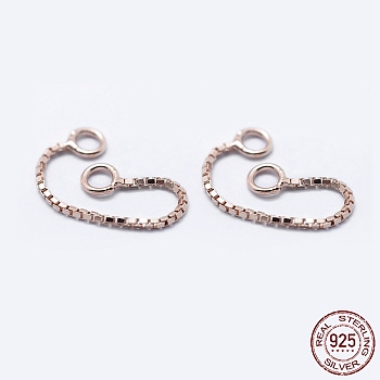 925 Sterling Silver Box chain, Rose Gold, 30x0.8mm, Hole: 1mm