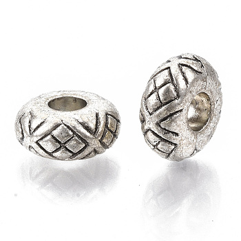Tibetan Style Alloy Beads, Large Hole Beads, Cadmium Free & Lead Free, Rondelle, Antique Silver, 13x6mm, Hole: 5mm, about 325pcs/1000g