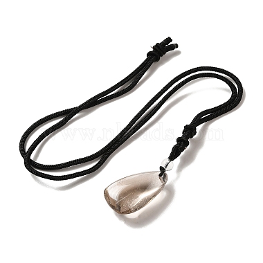 collar con colgante de pepitas de cuarzo ahumado natural con cordón de poliéster para mujer(G-H285-05A)-2