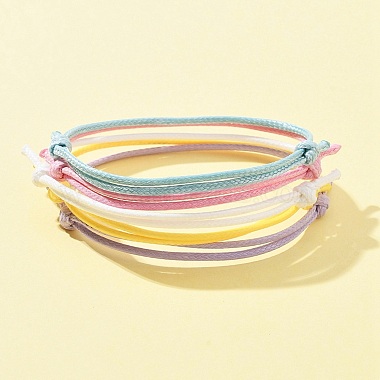 30Pcs 5 Color Adjustable Waxed Polyester Braided Cord Bracelets(BJEW-FZ00016)-7