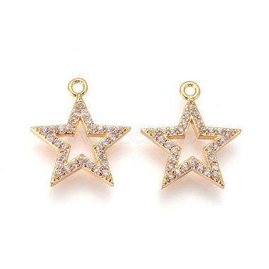 Golden Clear Star Brass+Cubic Zirconia Pendants