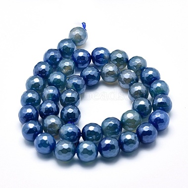 Electroplated Natural Agate Beads Strands(G-O164-14-8mm)-2