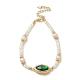 Natural Paua Shell Oval Link Bracelet with Pearl Beaded(BJEW-C051-37G)-1