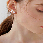1Box Alloy Rhinestone Stud Earring Sets, Flower & Heart & Bowknot & Butterfly, Silver, 4.5~16.5x6~10mm, 6 pairs/set(EJEW-LP0003-80)